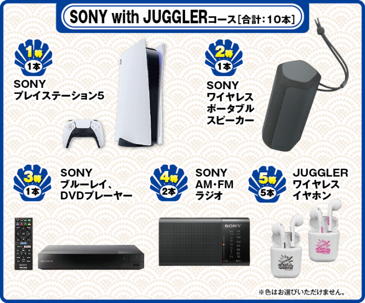 賞品コースの一例（ホールによって提供賞品が異なります）