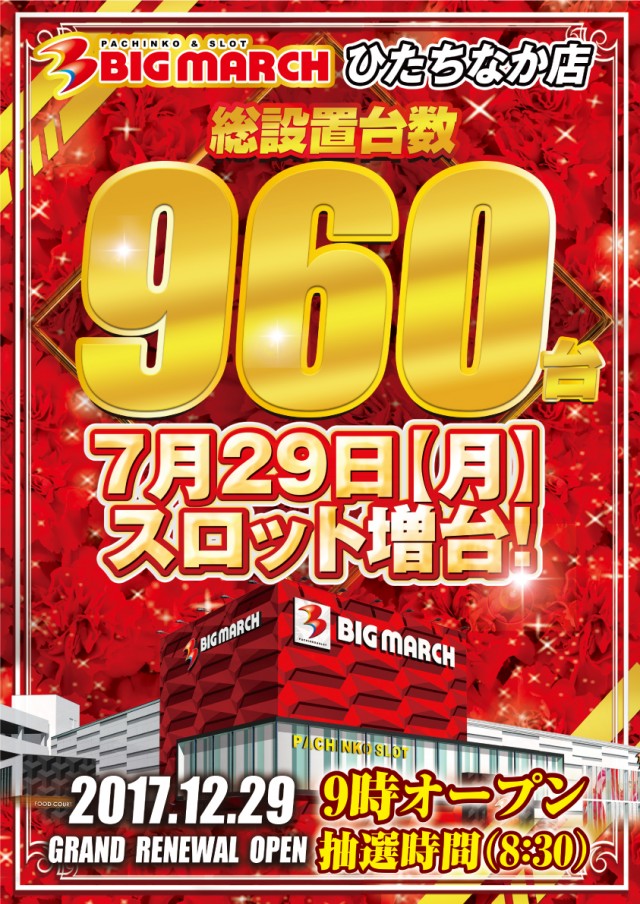 茨城県ひたちなか市のパチンコ店『ビックマーチひたちなか店』におけるリニューアル等情報（2024年07月29日）